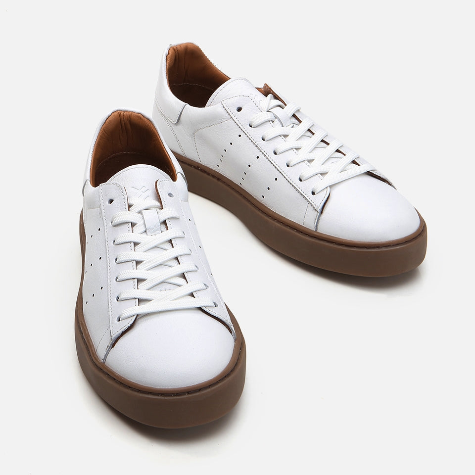 Genuine Leather White Men's Casual Shoes