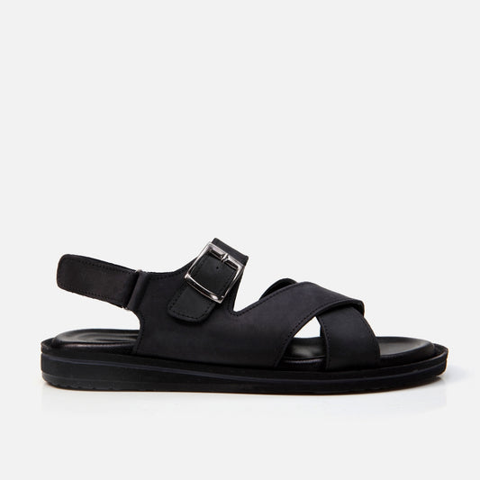 Genuine Leather Black Men's Sandal