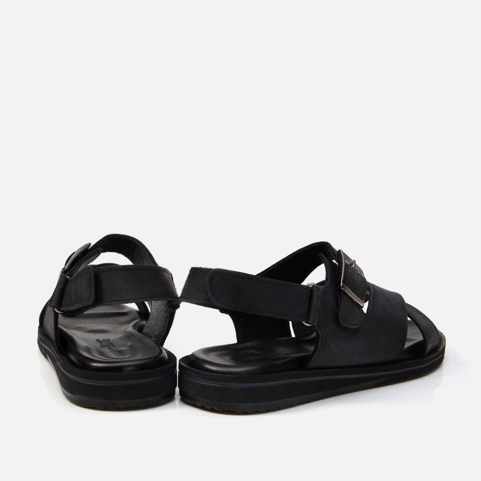 Genuine Leather Black Men's Sandal