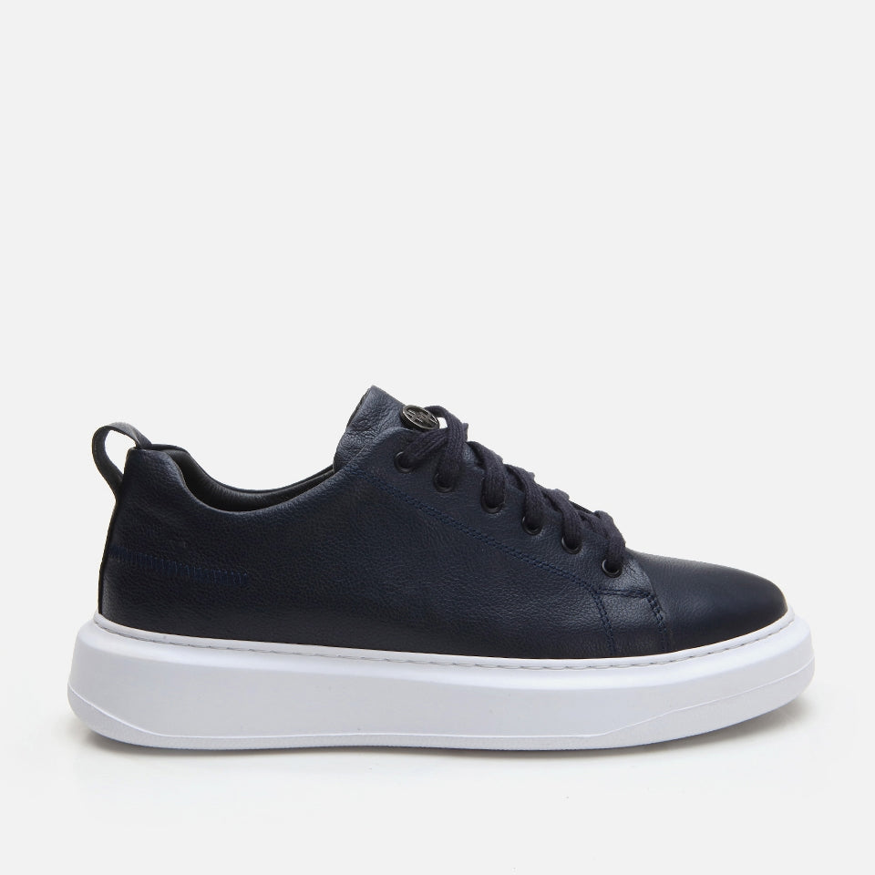 Genuine Leather Navy Blue Men's Casual Shoes