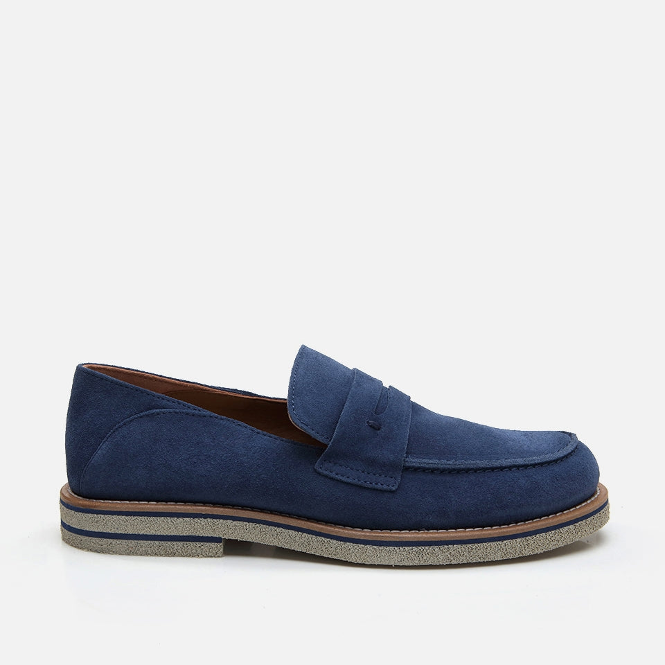 Genuine Leather Navy Blue Men's Loafer