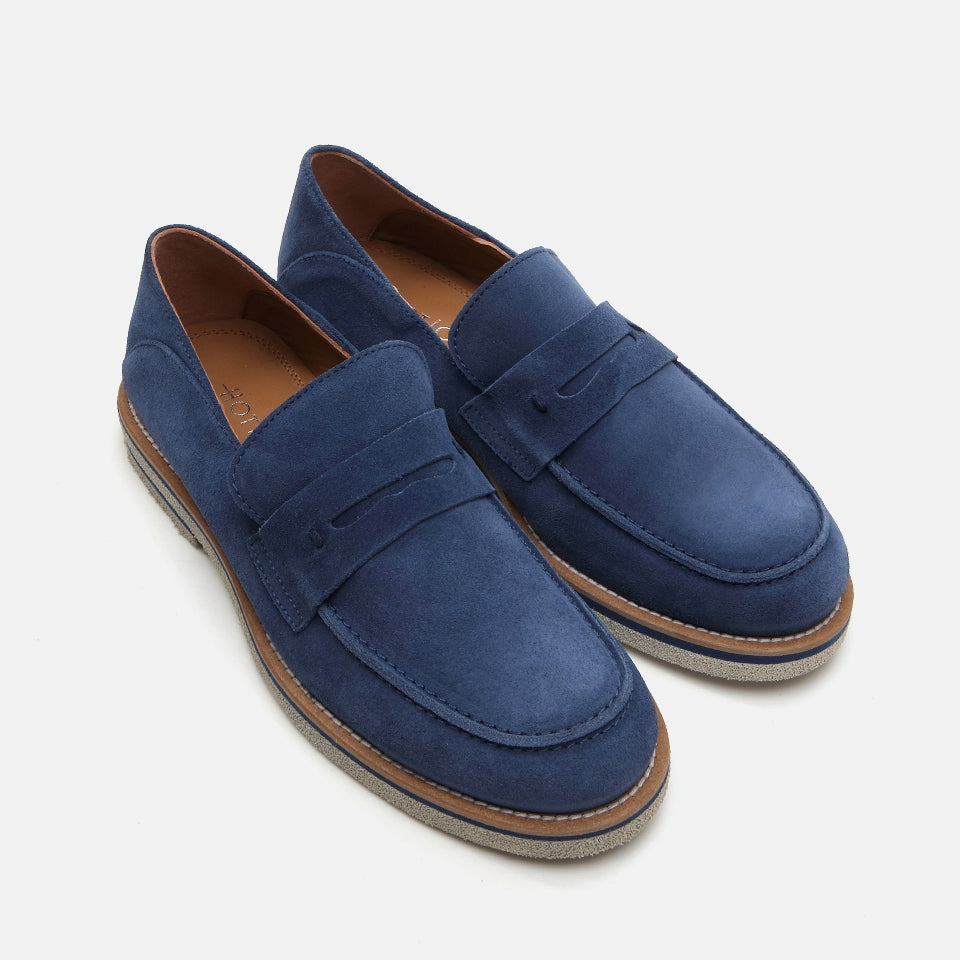 Genuine Leather Navy Blue Men's Loafer