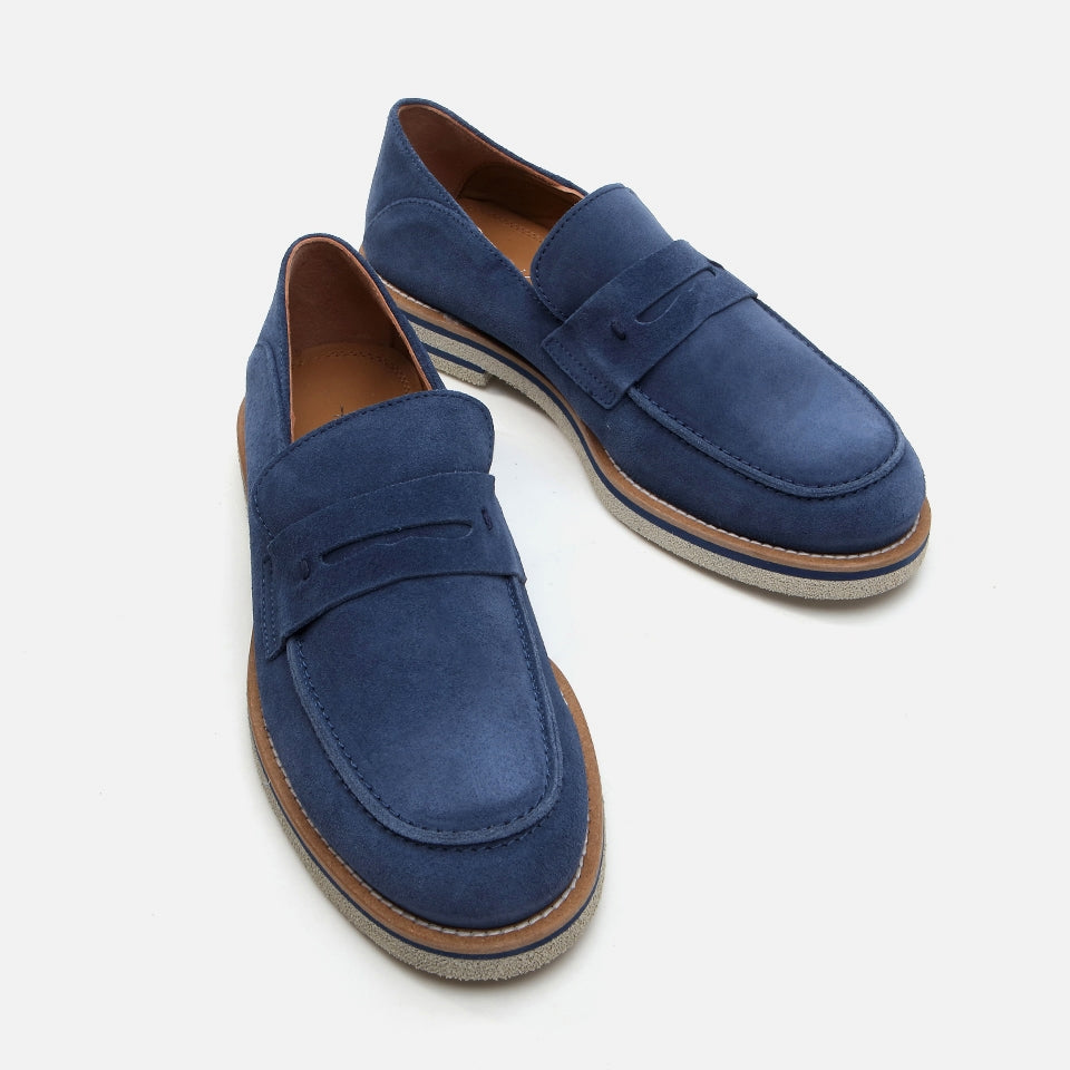 Genuine Leather Navy Blue Men's Loafer