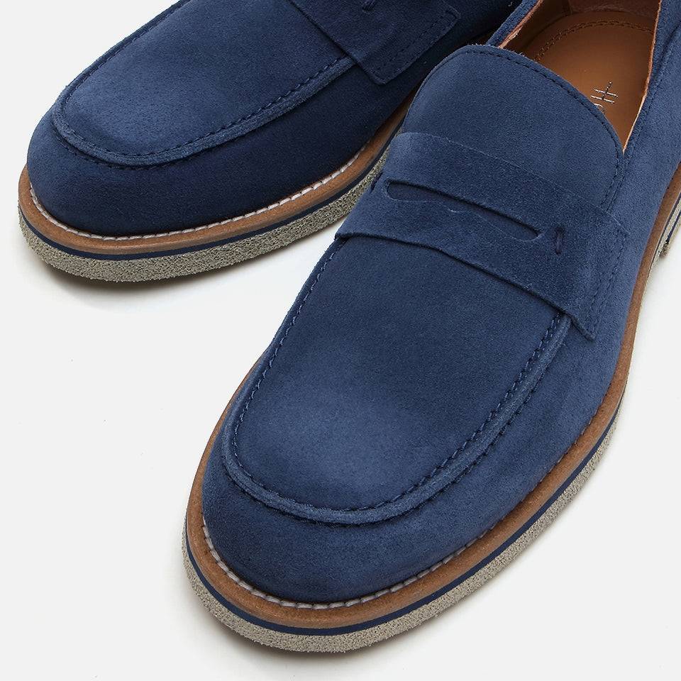 Genuine Leather Navy Blue Men's Loafer