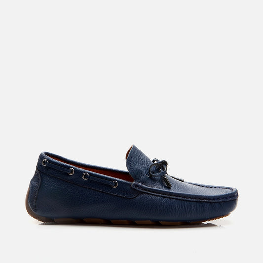 Genuine Leather Navy Blue Men's Loafer