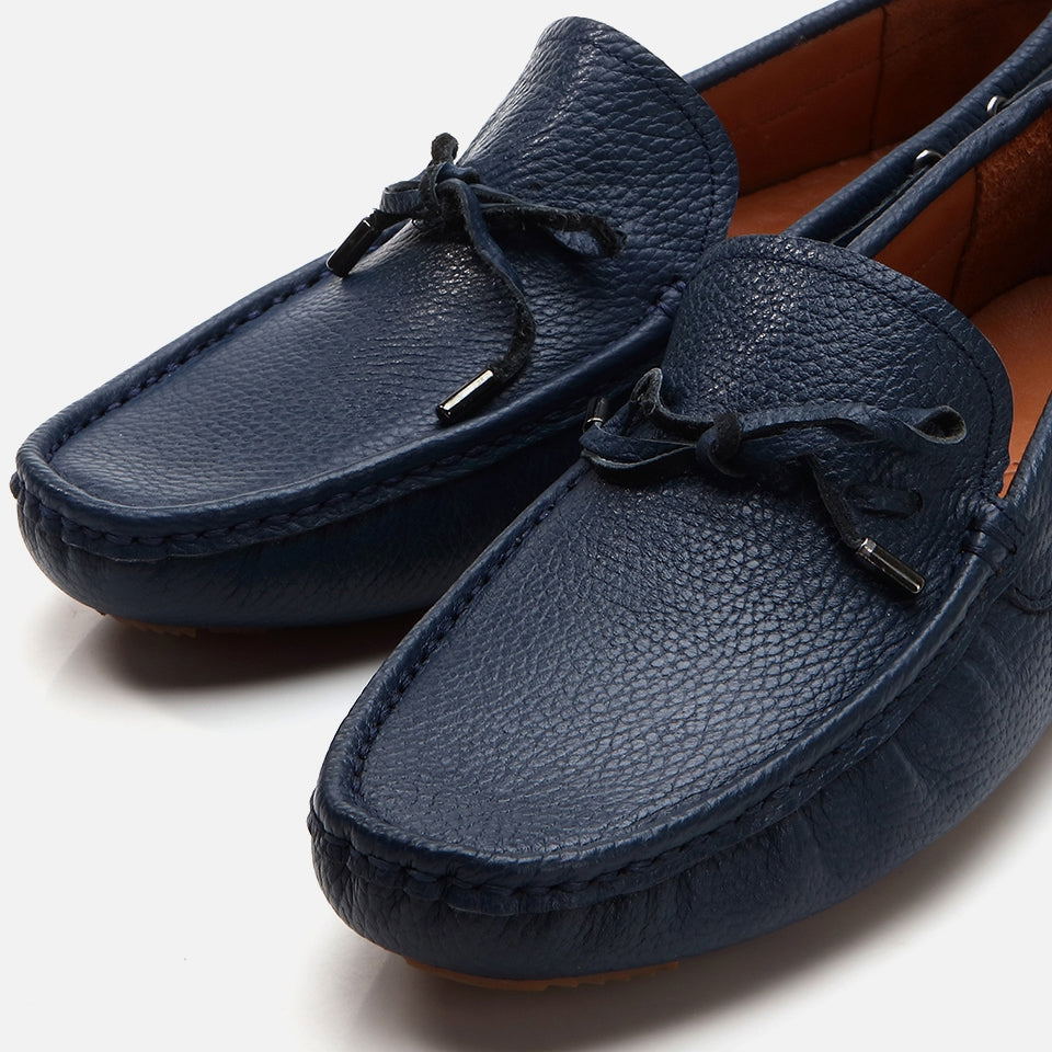 Genuine Leather Navy Blue Men's Loafer