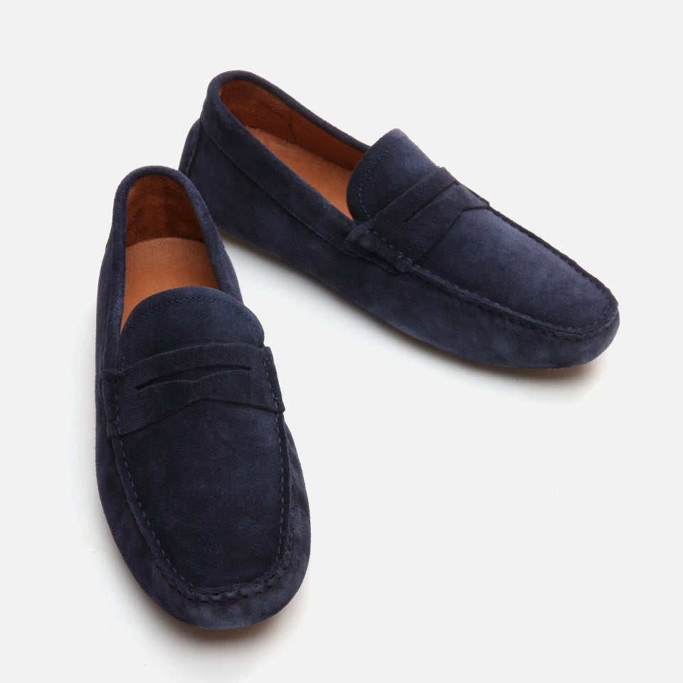 Genuine Leather Navy Blue Men's Loafer