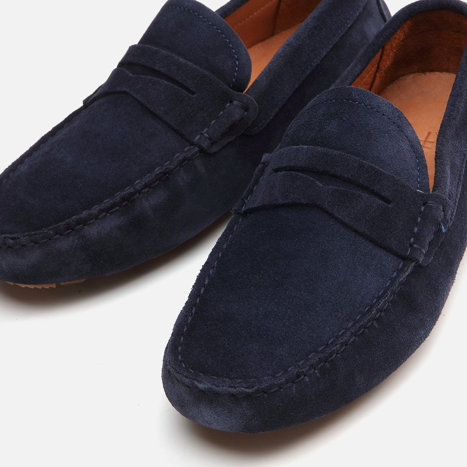 Genuine Leather Navy Blue Men's Loafer