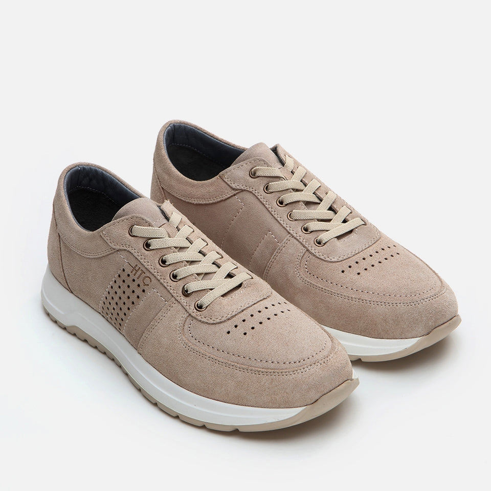 Genuine Leather Beige Men's Sneakers