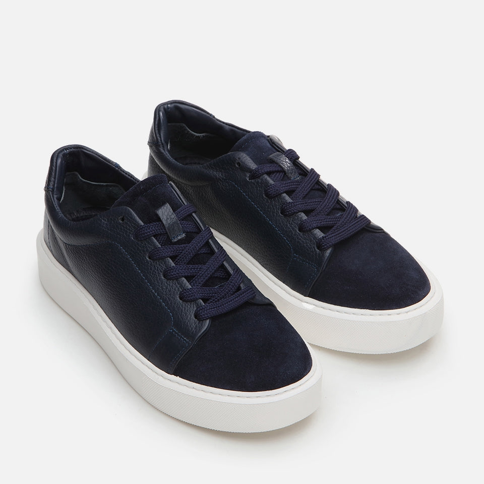 Genuine Leather Navy Blue Men's Casual Shoes