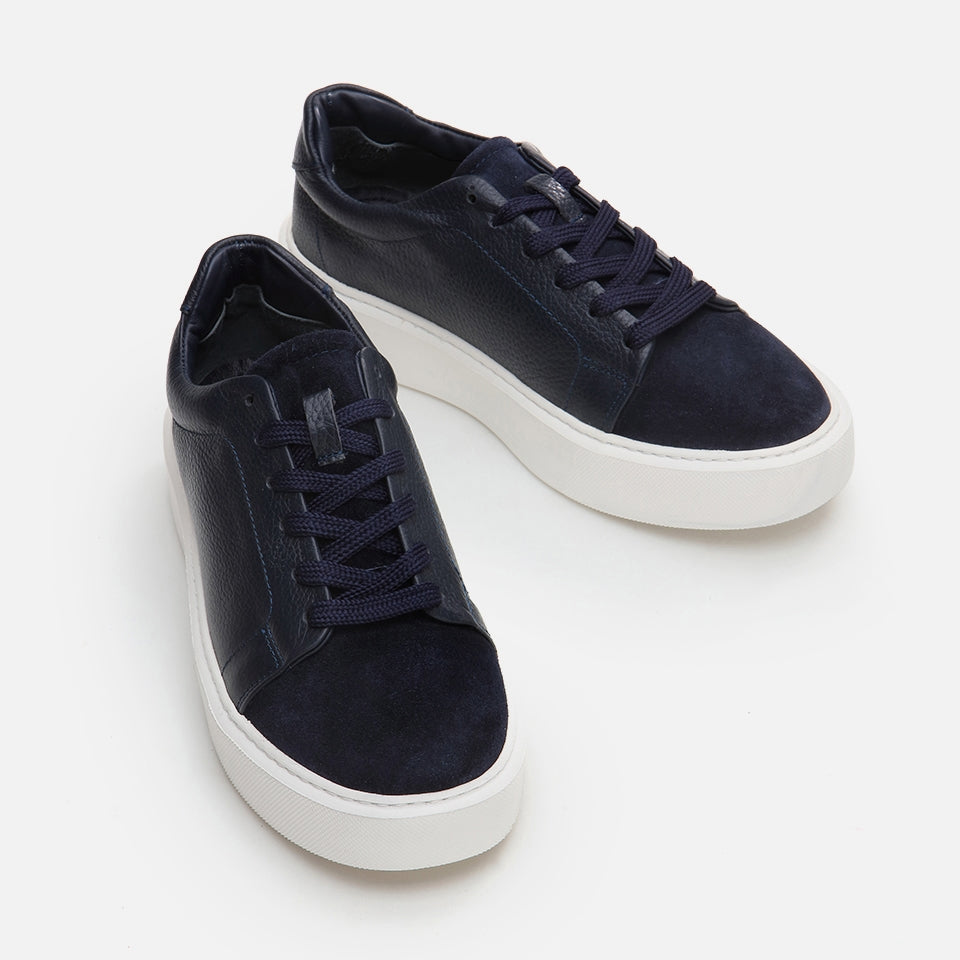 Genuine Leather Navy Blue Men's Casual Shoes