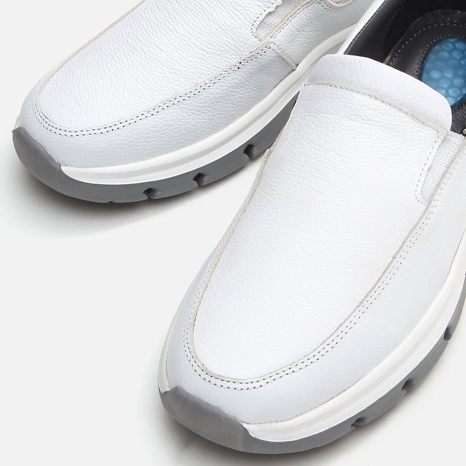 Genuine Leather White Men's Sneakers