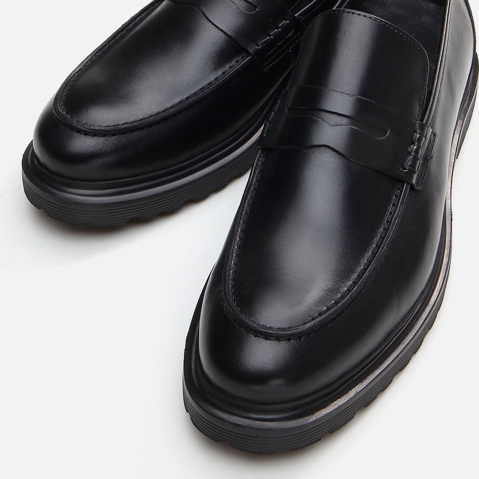 Genuine Leather Black Men's Loafer