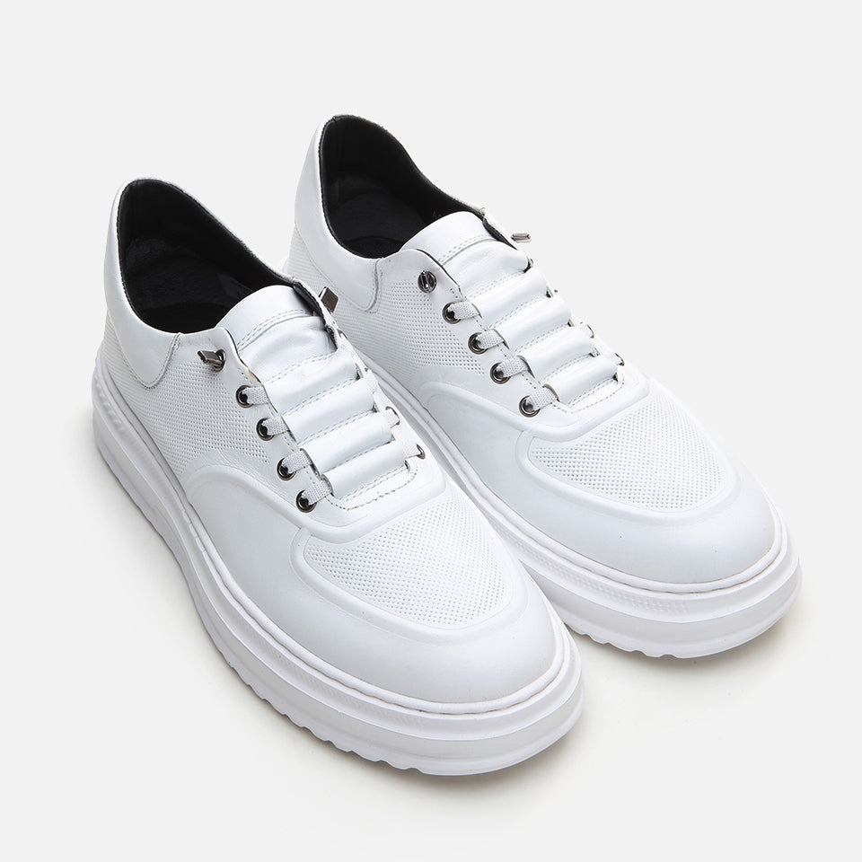 Genuine Leather White Men's Casual Shoes