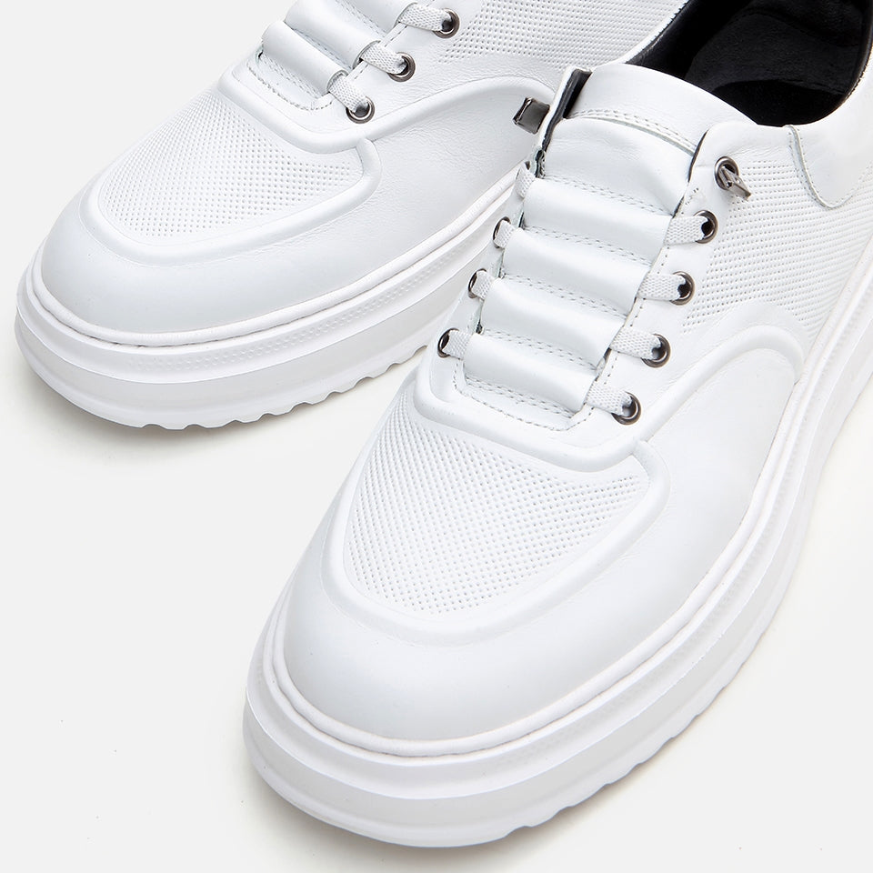 Genuine Leather White Men's Casual Shoes