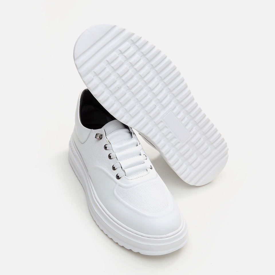 Genuine Leather White Men's Casual Shoes