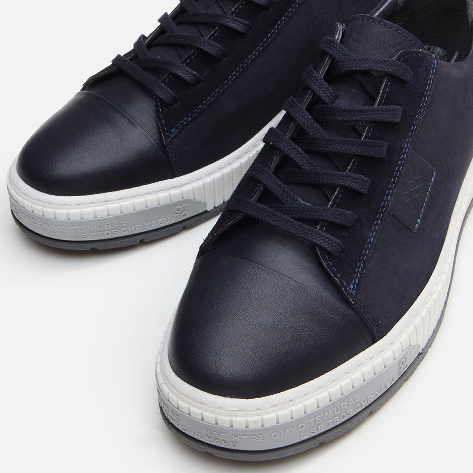 Genuine Leather Navy Blue Men's Casual Shoes