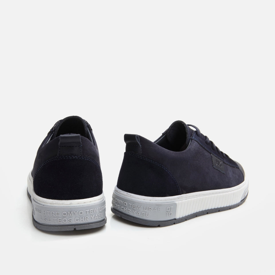 Genuine Leather Navy Blue Men's Casual Shoes