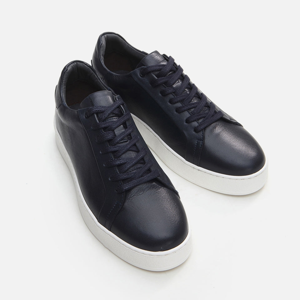 Genuine Leather Navy Blue Men's Casual Shoes