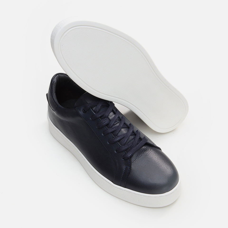 Genuine Leather Navy Blue Men's Casual Shoes