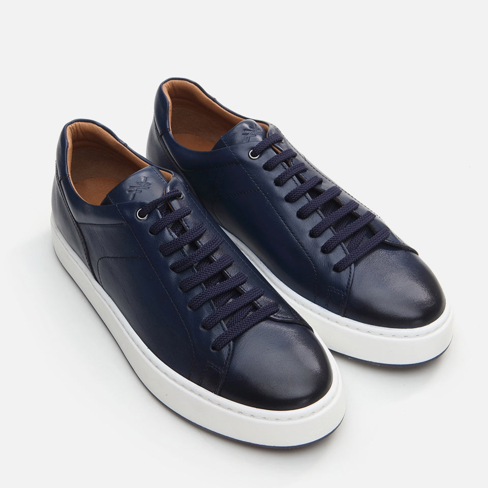 Genuine Leather Navy Blue Men's Casual Shoes