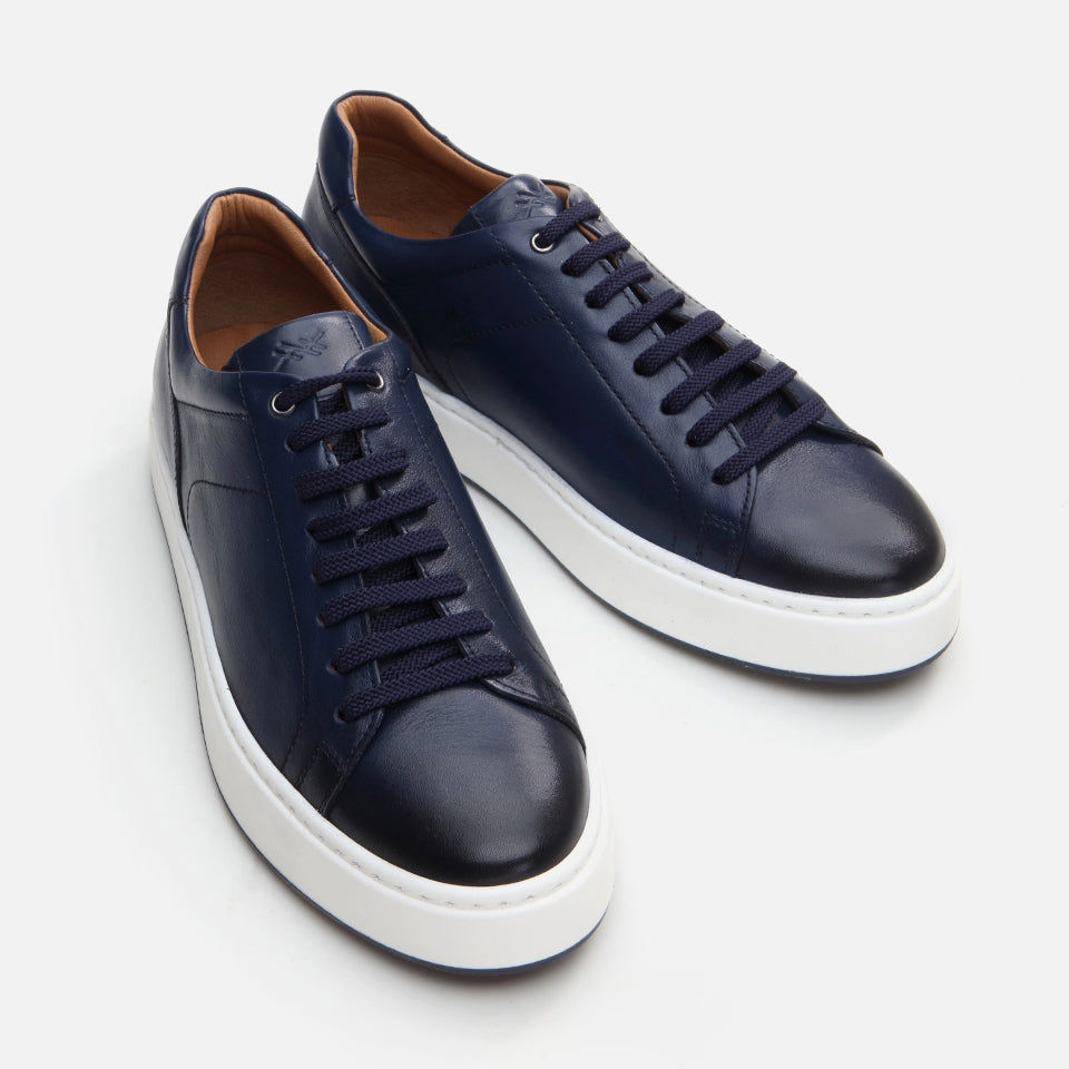 Genuine Leather Navy Blue Men's Casual Shoes