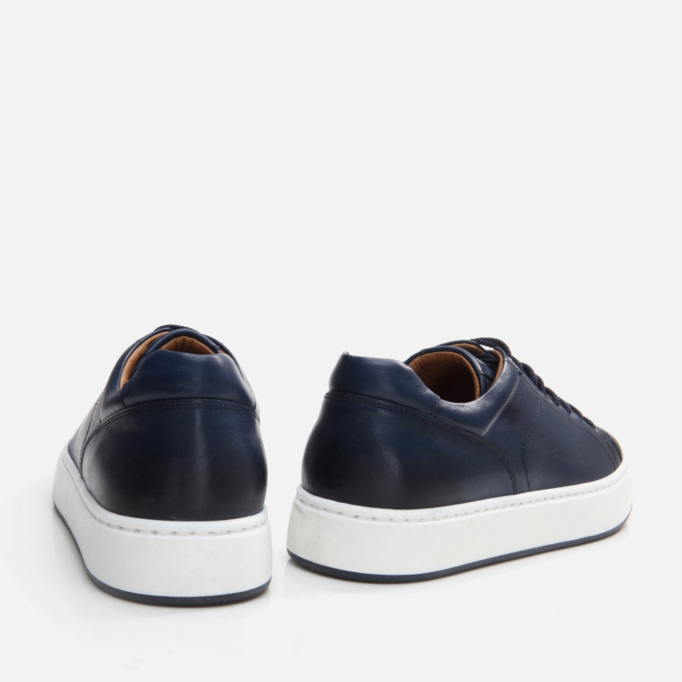 Genuine Leather Navy Blue Men's Casual Shoes