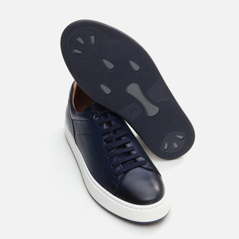 Genuine Leather Navy Blue Men's Casual Shoes