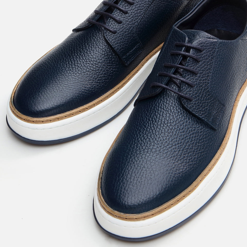 Genuine Leather Navy Men's Casual Shoes