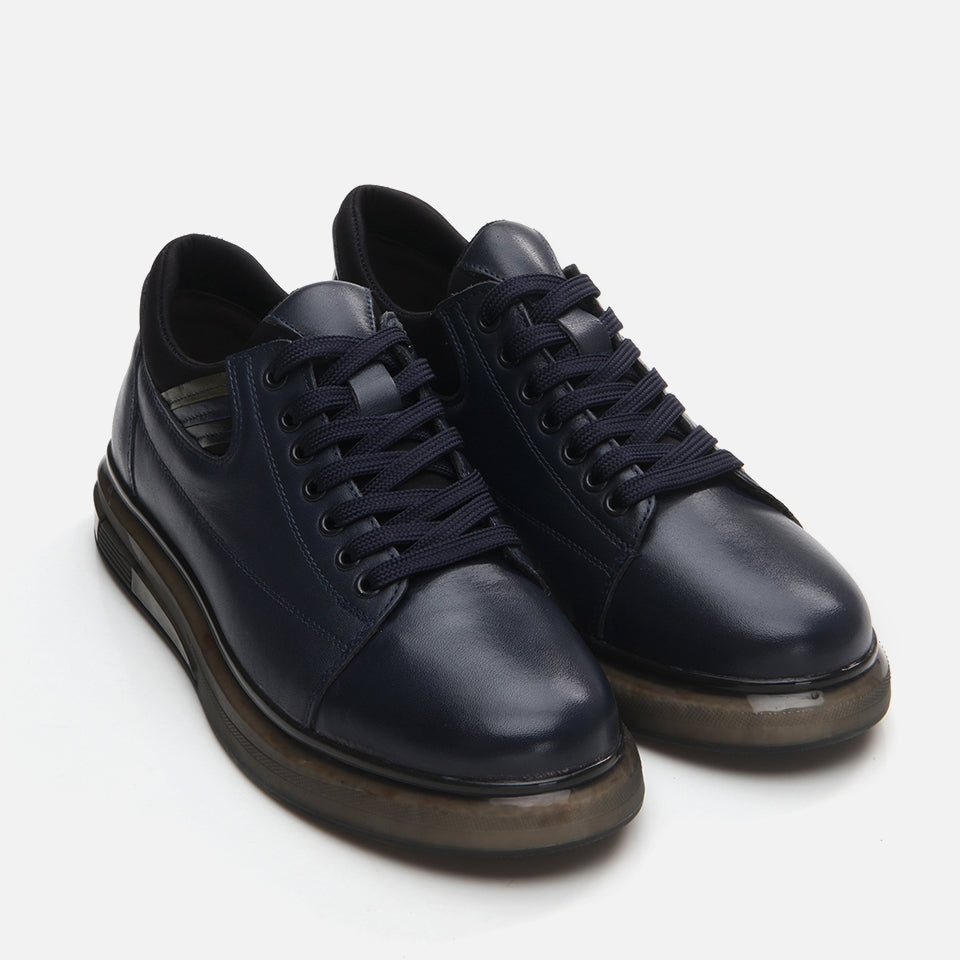 Genuine Leather Navy Blue Men's Casual Shoes