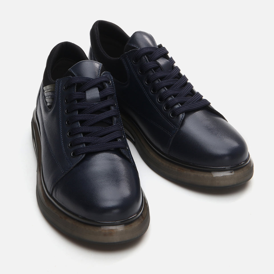 Genuine Leather Navy Blue Men's Casual Shoes