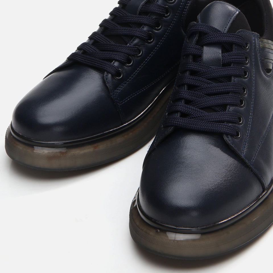 Genuine Leather Navy Blue Men's Casual Shoes