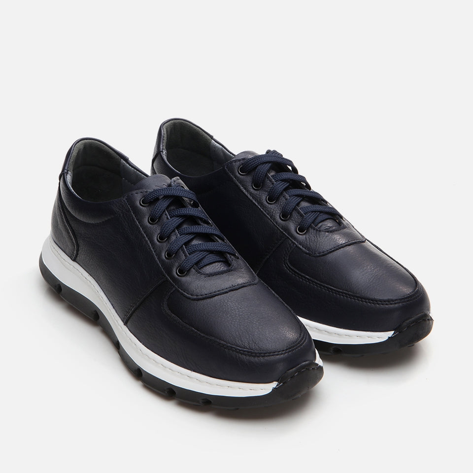 Genuine Leather Navy Blue Men's Casual Shoes