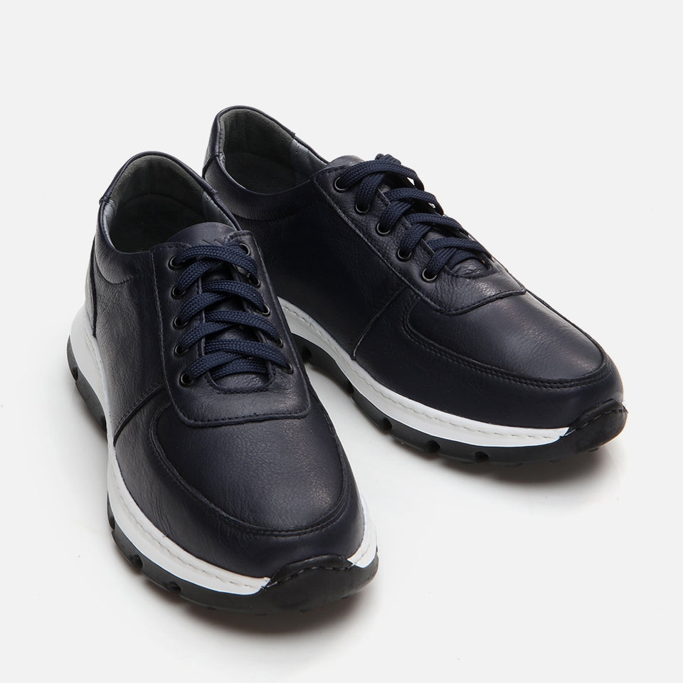 Genuine Leather Navy Blue Men's Casual Shoes