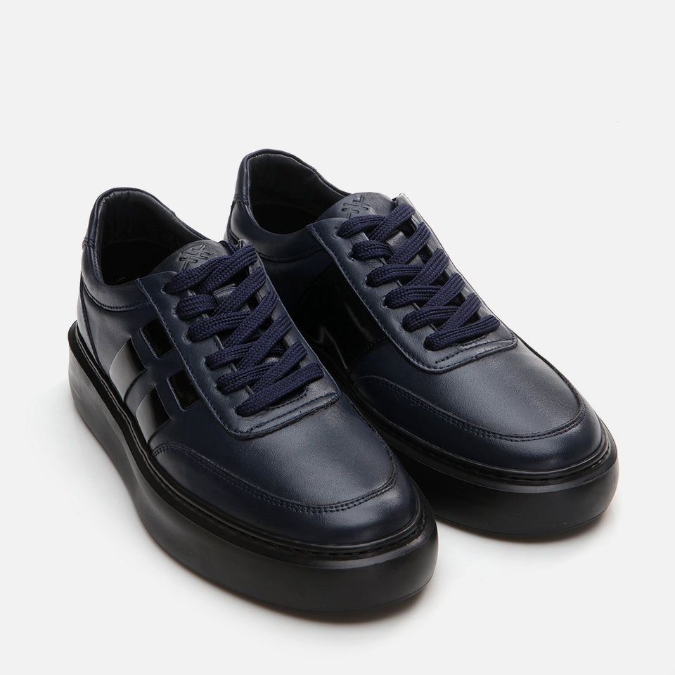 Genuine Leather Navy Blue Men's Casual Shoes