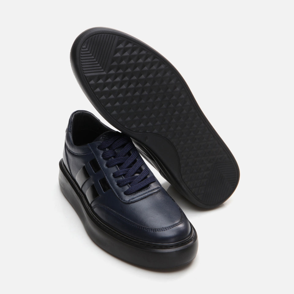 Genuine Leather Navy Blue Men's Casual Shoes